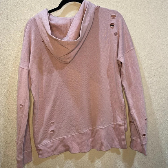 Nordstrom ABOUND Blush Pink Holey Distressed Super Soft Hoodie - size XS - Picture 3 of 4